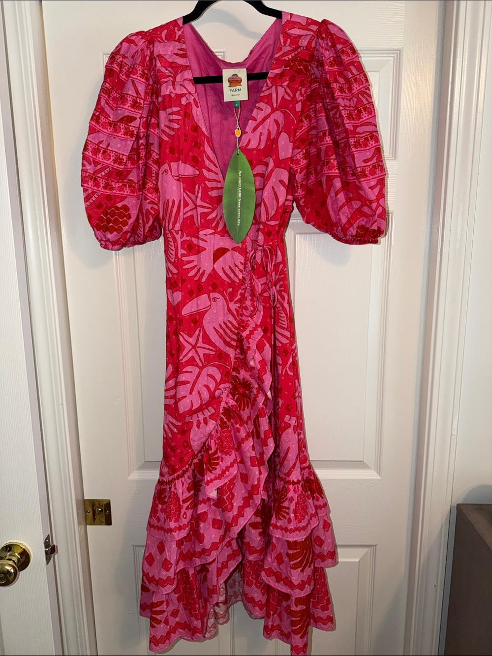 FARM Rio Jungle Tiered Skirt Wrap Dress Size M - Picture 3 of 6